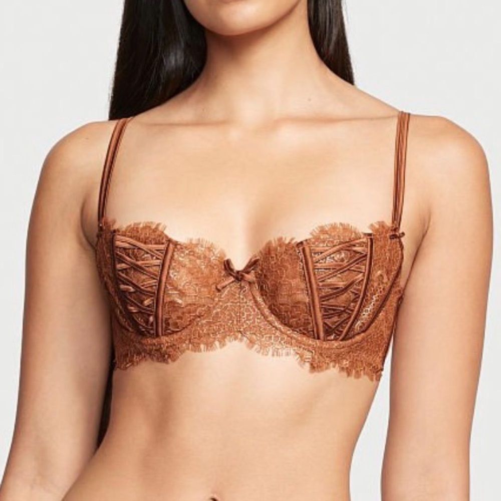 Victoria’s Secret Caramel Kiss Brown Lace Unlined Balcony Bra size 34C